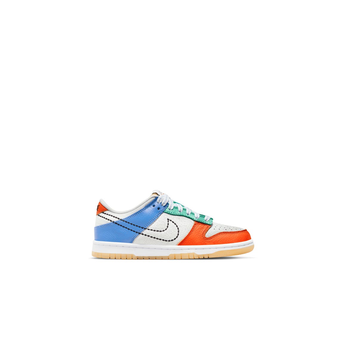 NIKE DUNK LOW (GS)-WHITE/BLACK-SAFETY ORANGE-GREEN GLOW